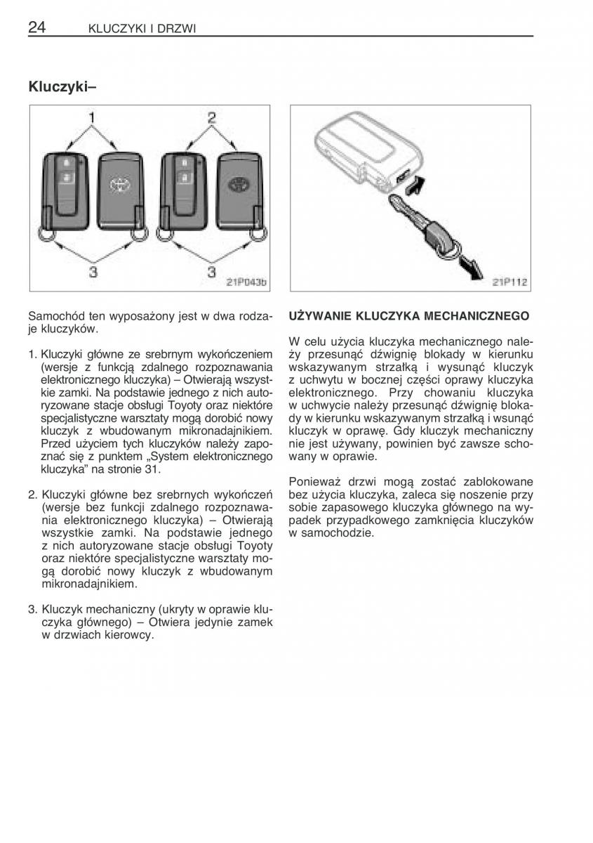 Toyota Prius II 2 NHW20 instrukcja obslugi / page 37