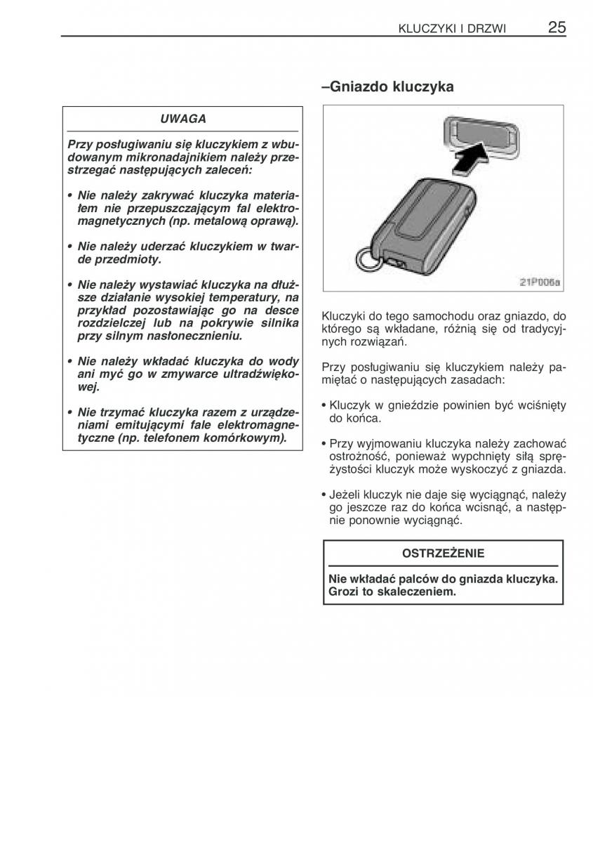 Toyota Prius II 2 NHW20 instrukcja obslugi / page 38