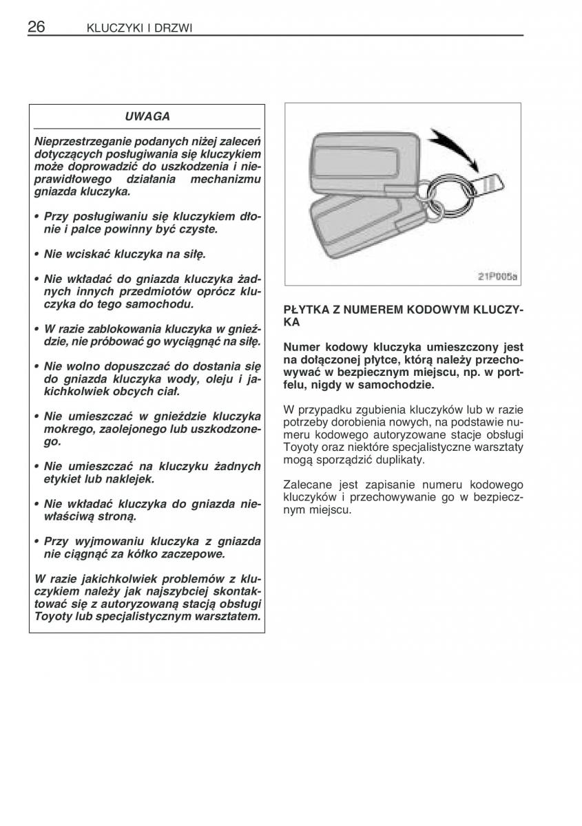 Toyota Prius II 2 NHW20 instrukcja obslugi / page 39