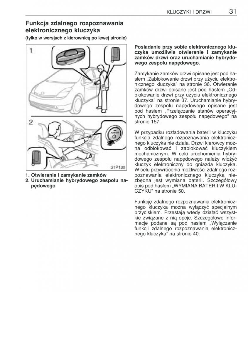 Toyota Prius II 2 NHW20 instrukcja obslugi / page 44