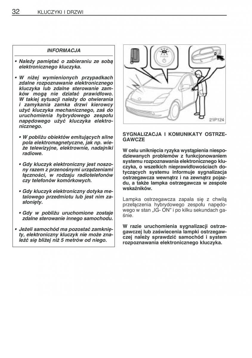 Toyota Prius II 2 NHW20 instrukcja obslugi / page 45