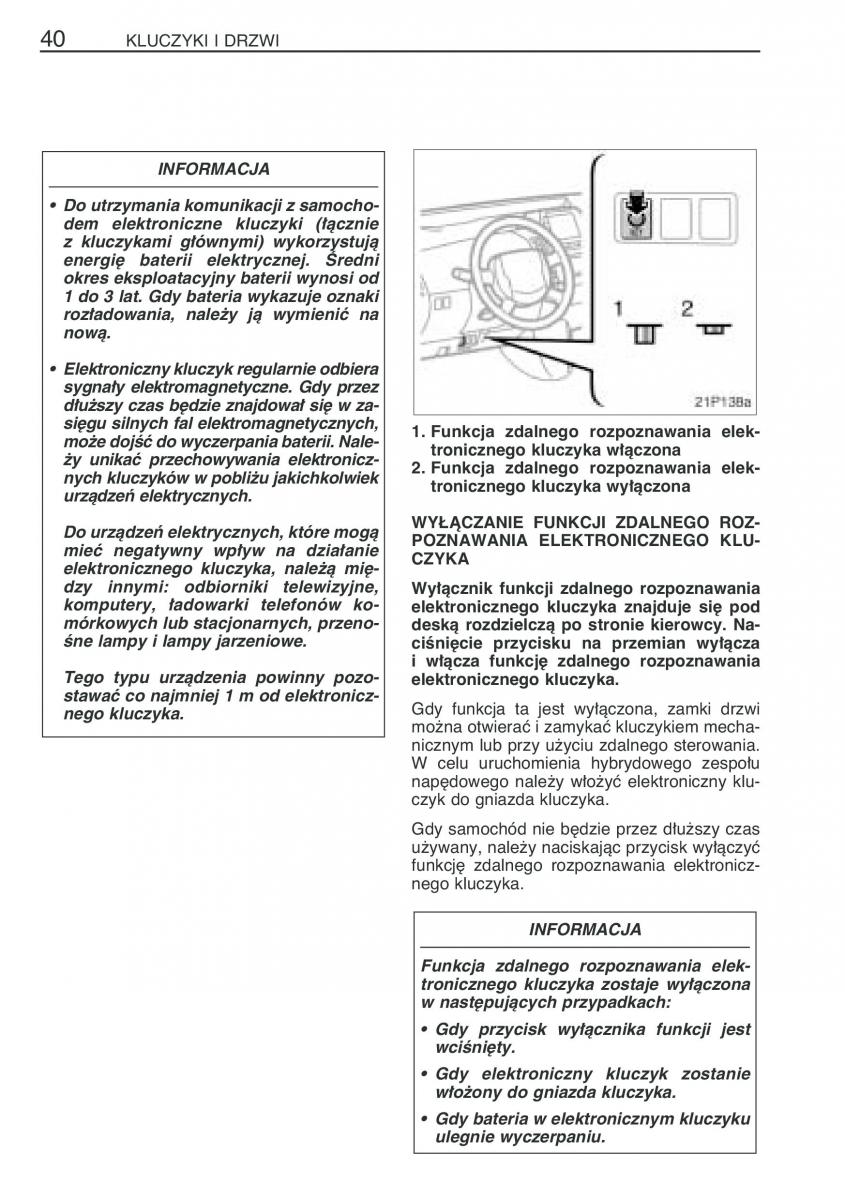 Toyota Prius II 2 NHW20 instrukcja obslugi / page 53