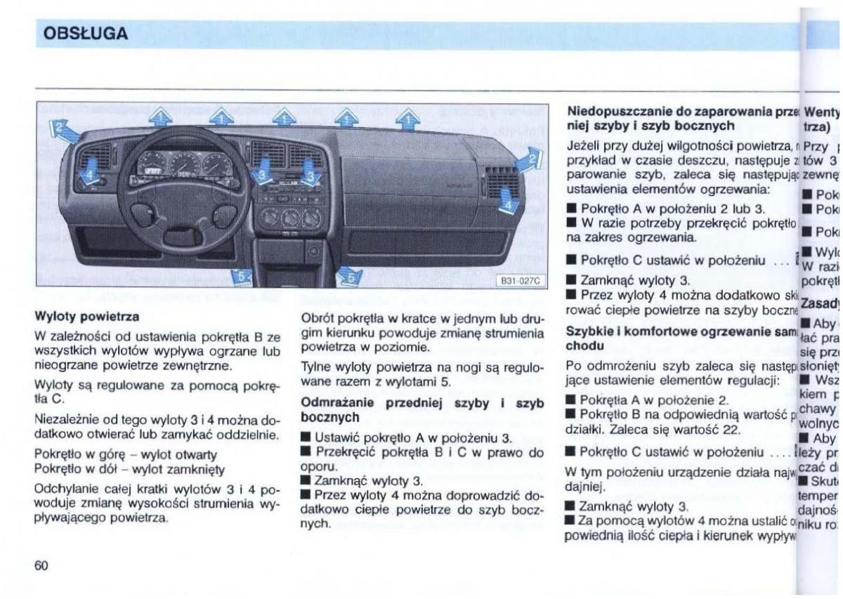 VW Passat B4 instrukcja obslugi / page 62