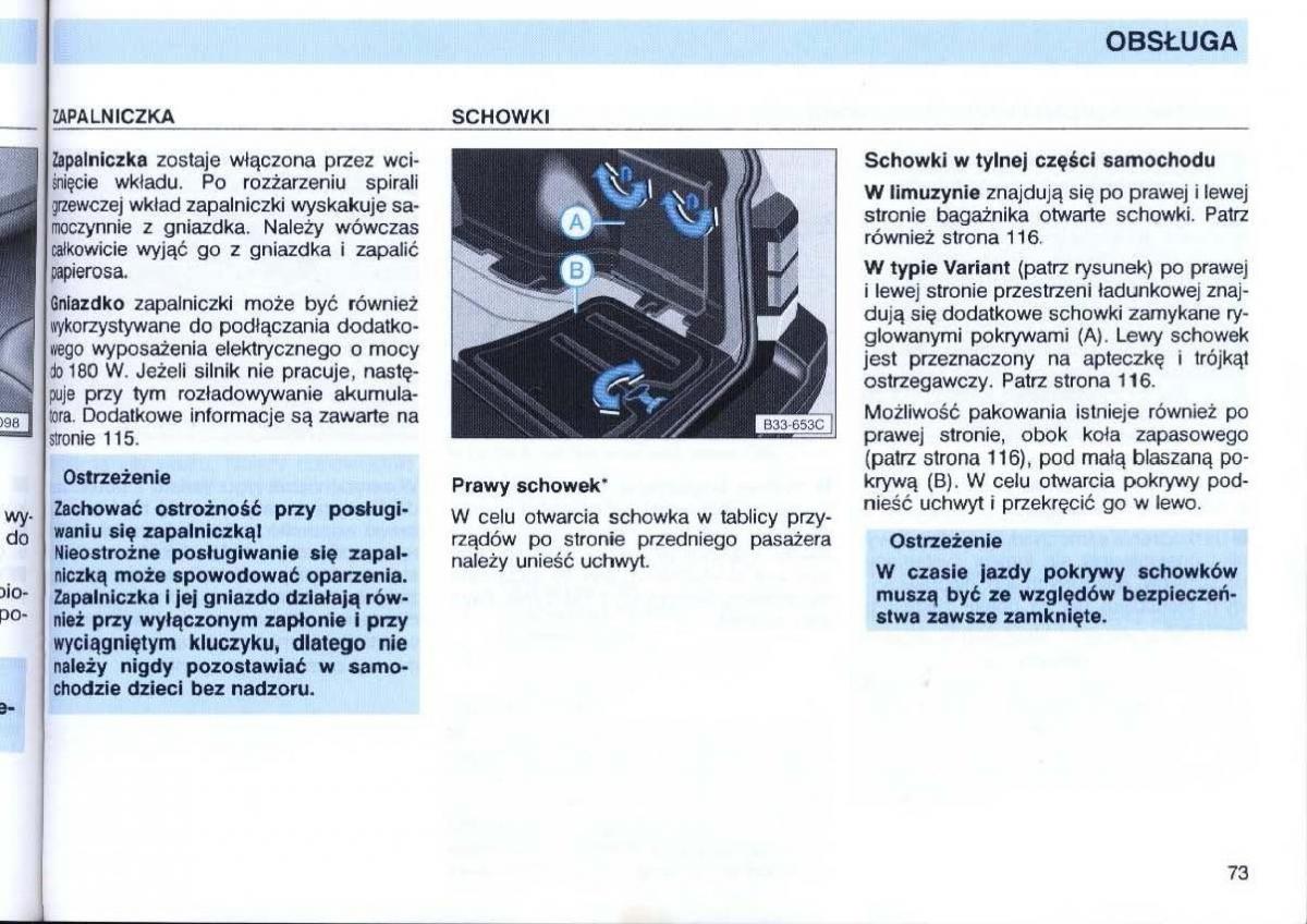 VW Passat B4 instrukcja obslugi / page 75