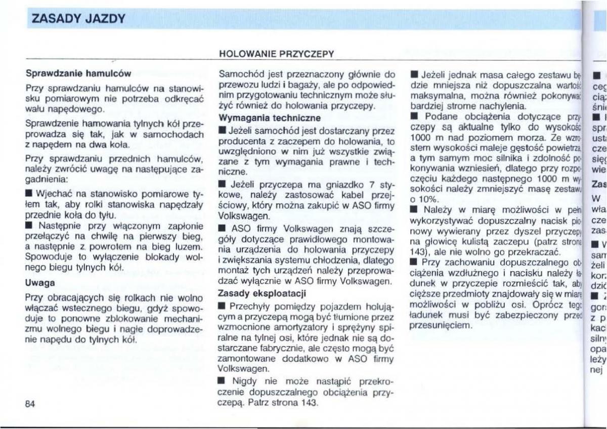 VW Passat B4 instrukcja obslugi / page 85