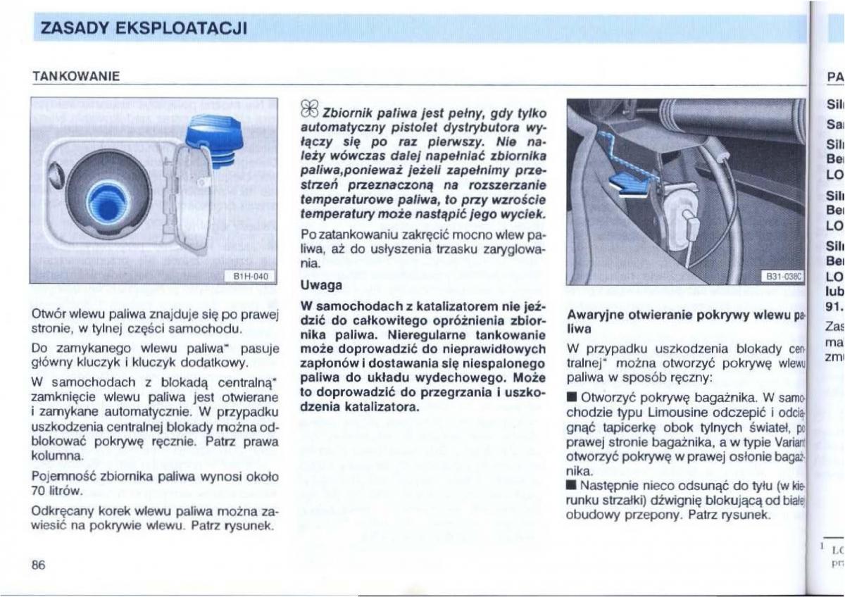 VW Passat B4 instrukcja obslugi / page 87