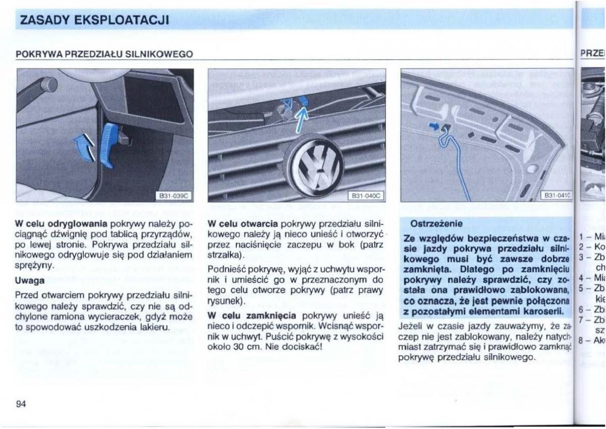 VW Passat B4 instrukcja obslugi / page 95