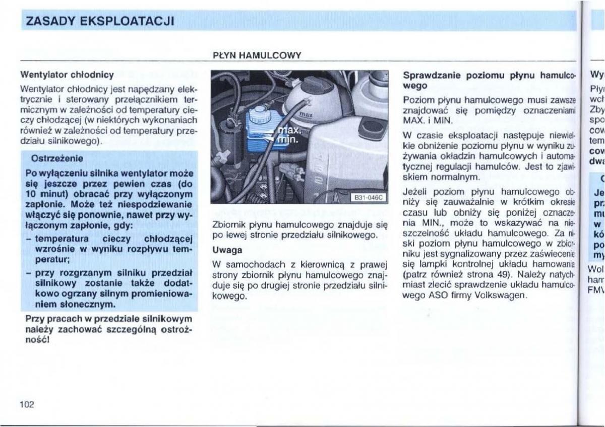 VW Passat B4 instrukcja obslugi / page 103