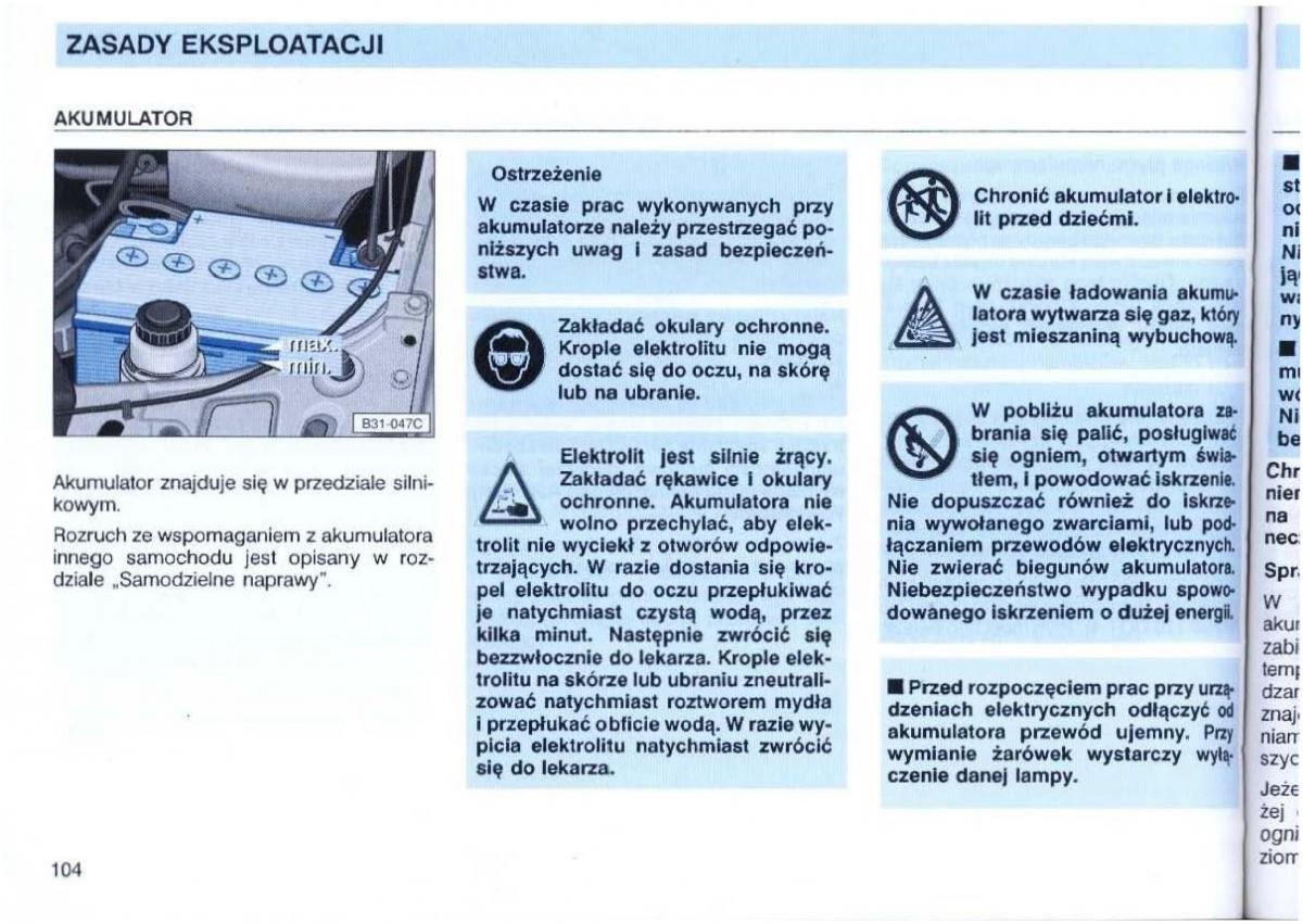 VW Passat B4 instrukcja obslugi / page 105