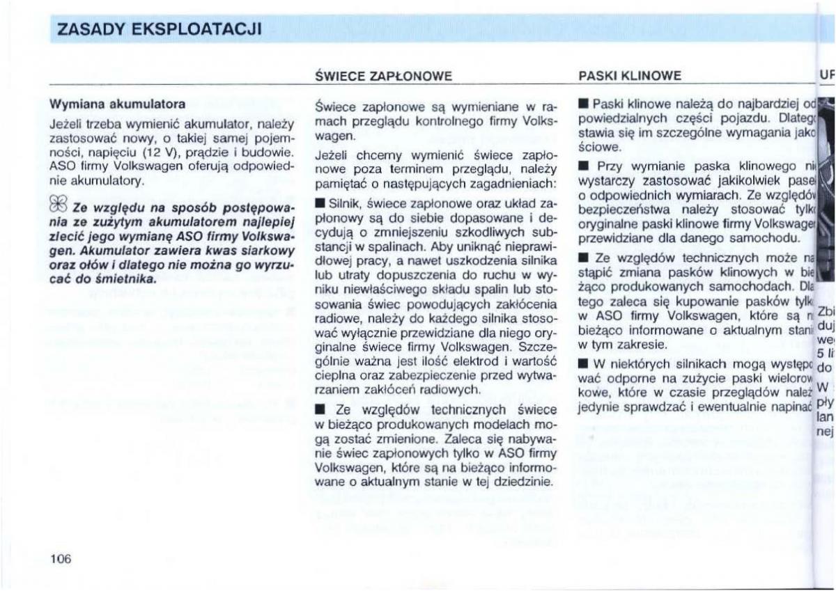 VW Passat B4 instrukcja obslugi / page 107