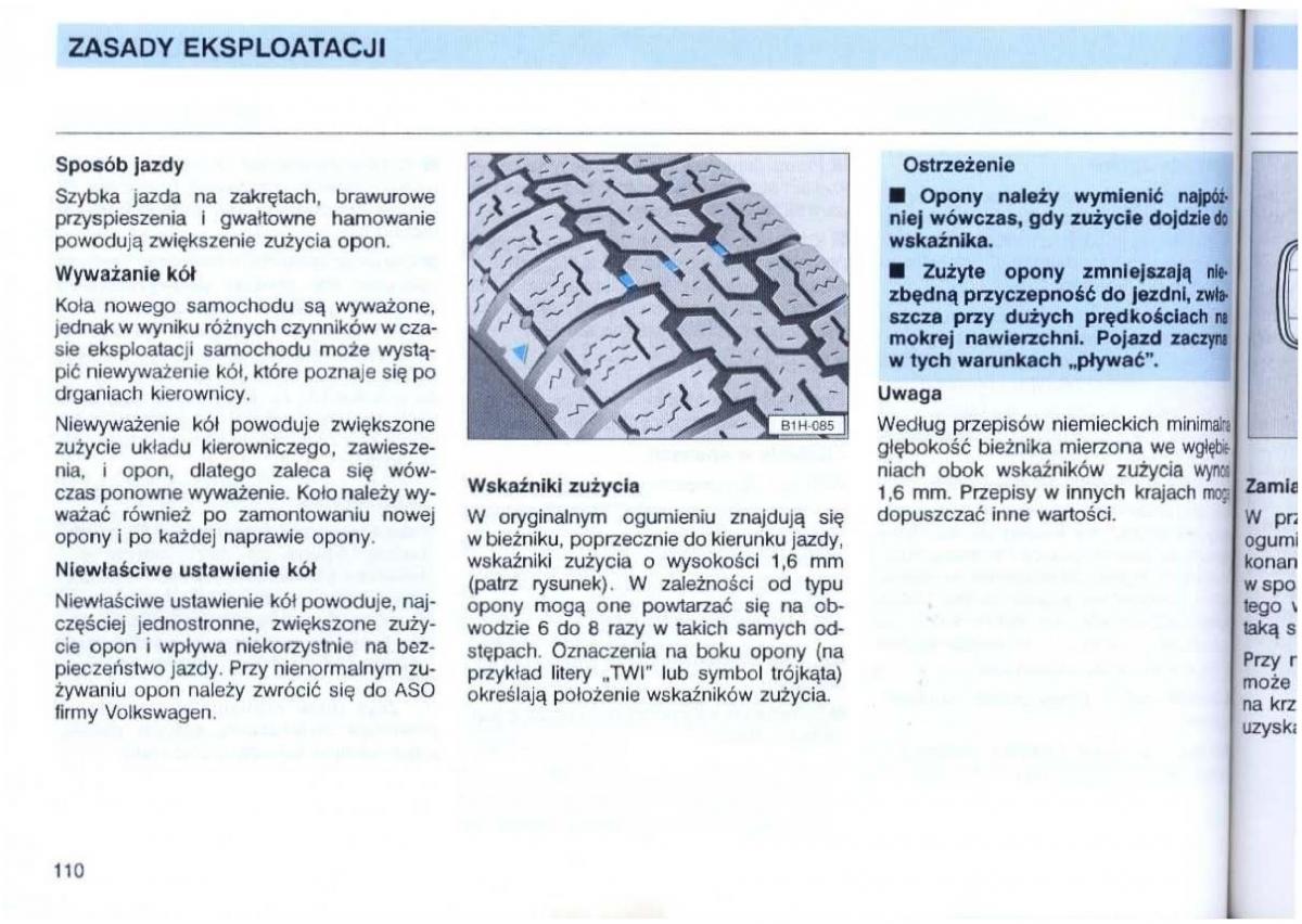 VW Passat B4 instrukcja obslugi / page 111