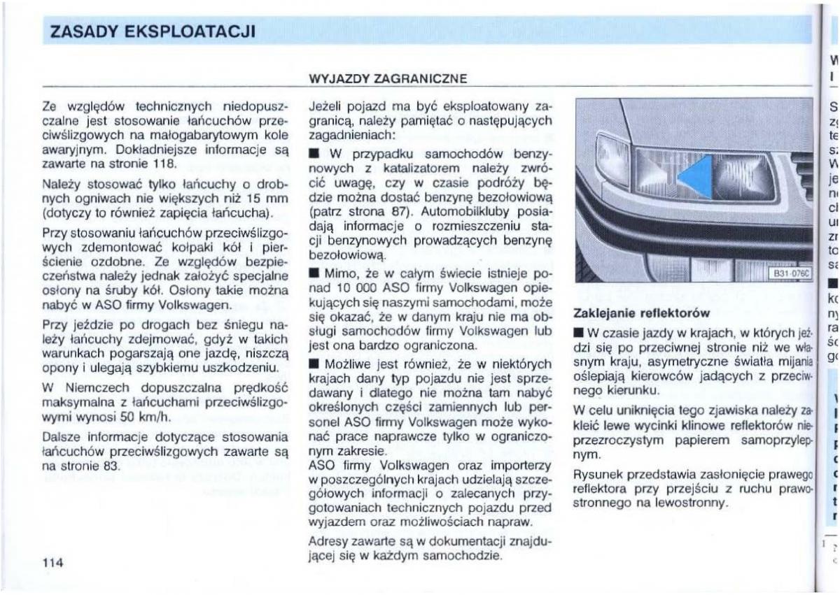 VW Passat B4 instrukcja obslugi / page 115