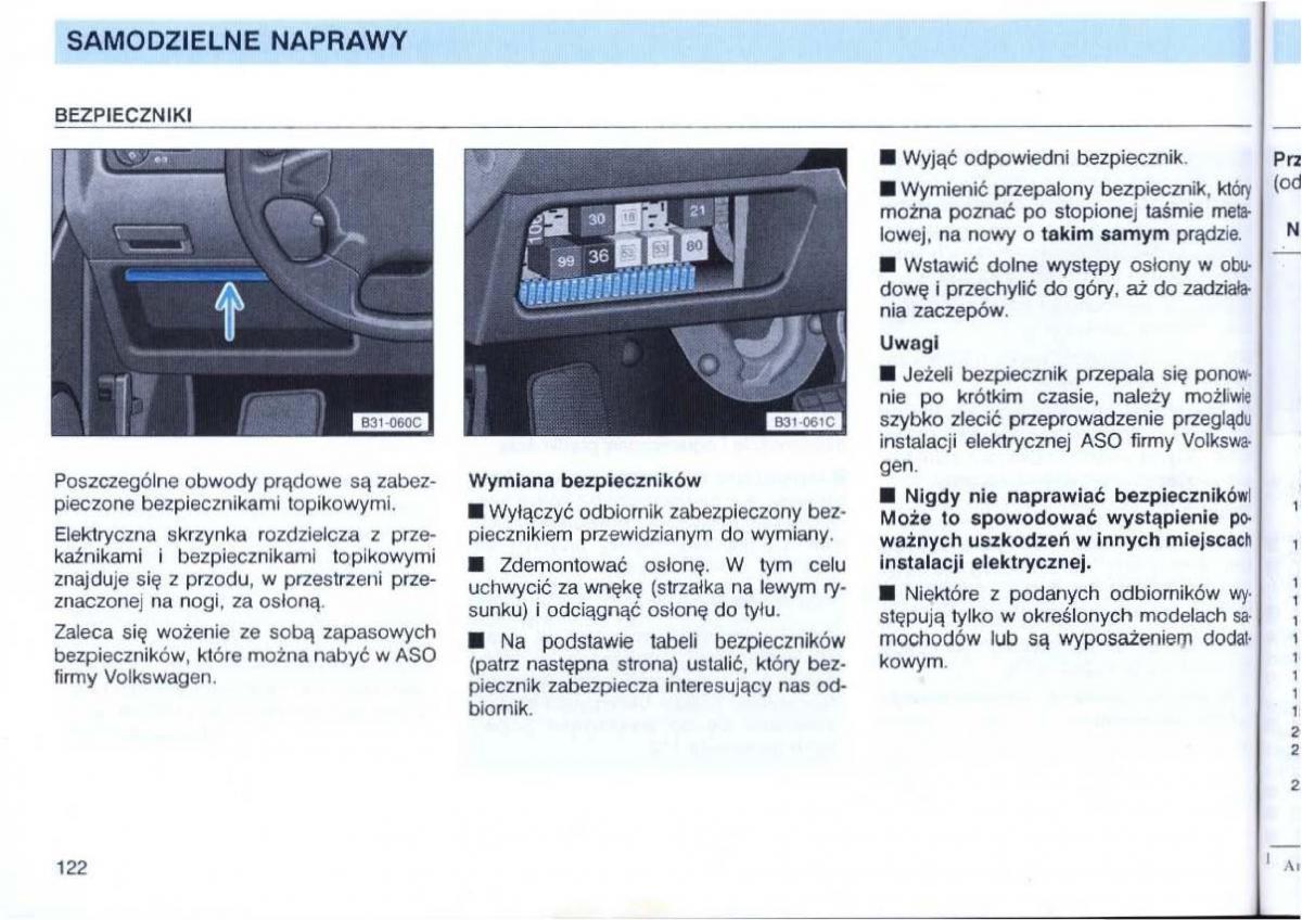 VW Passat B4 instrukcja obslugi / page 123