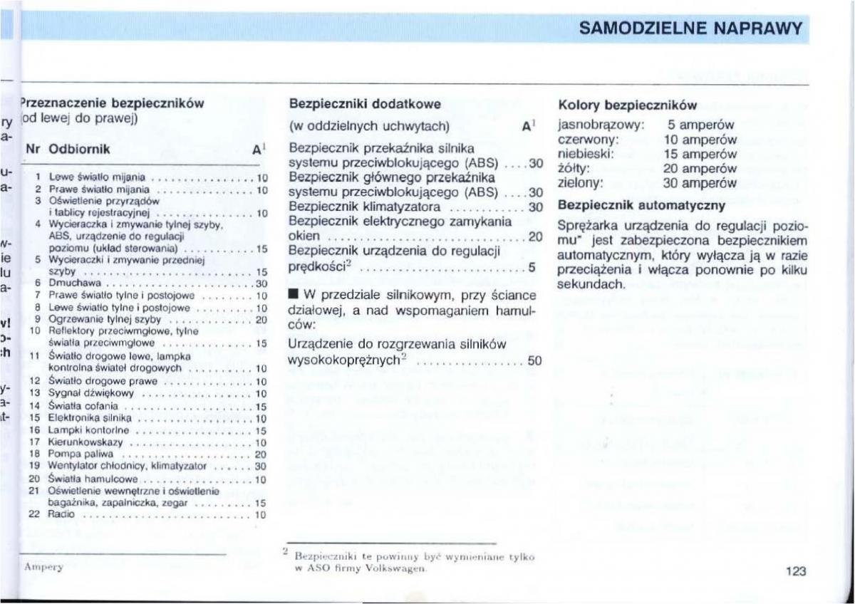 VW Passat B4 instrukcja obslugi / page 124