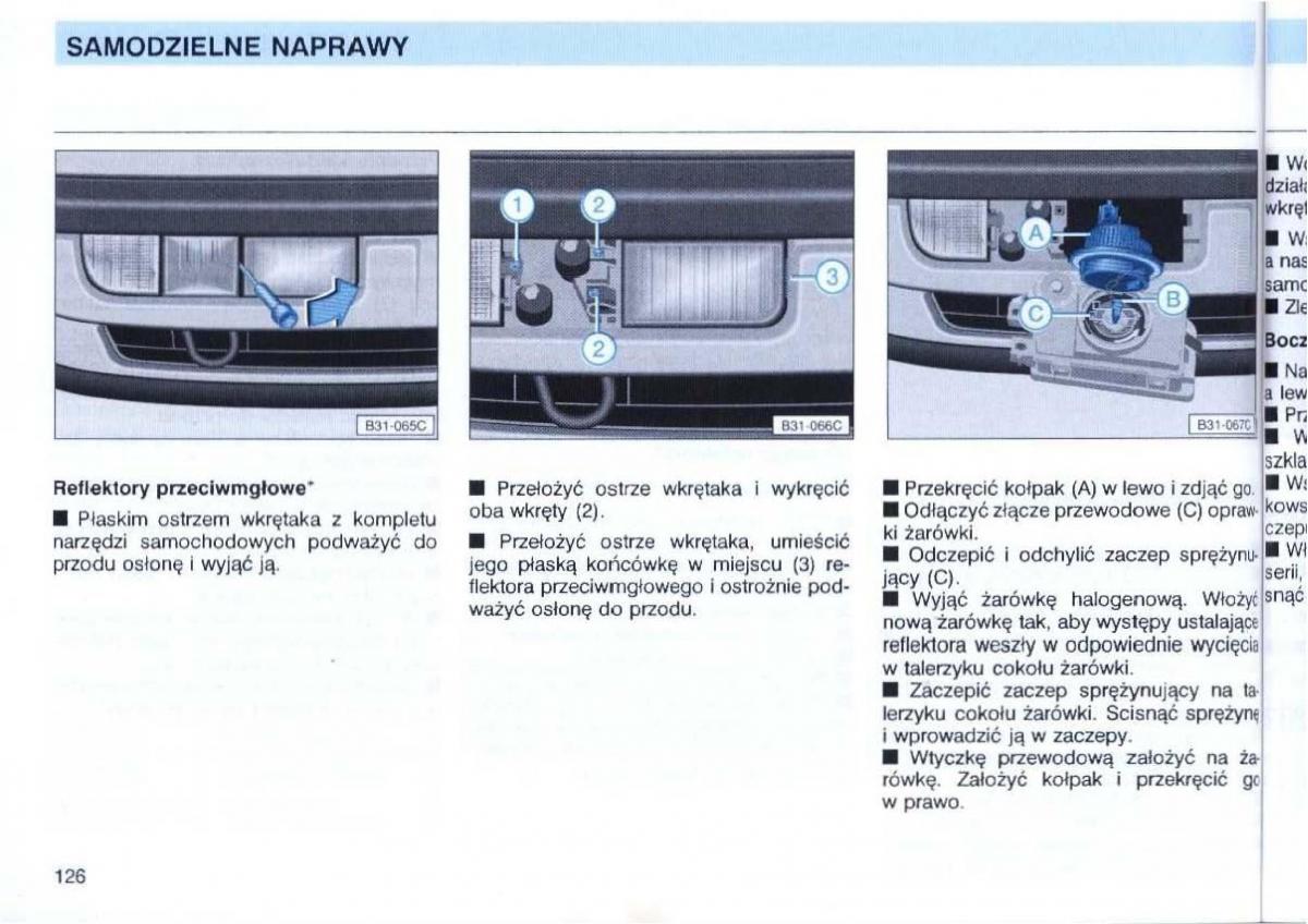 VW Passat B4 instrukcja obslugi / page 127