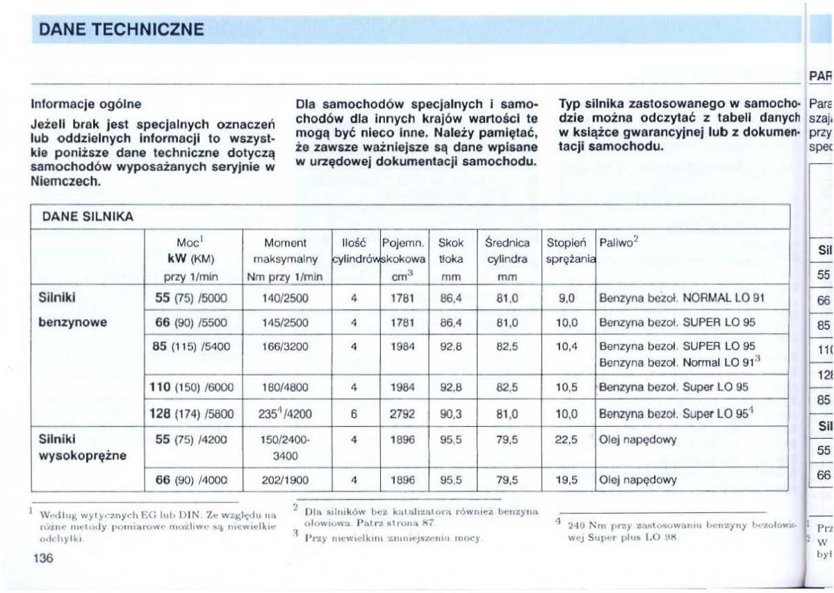 VW Passat B4 instrukcja obslugi / page 137