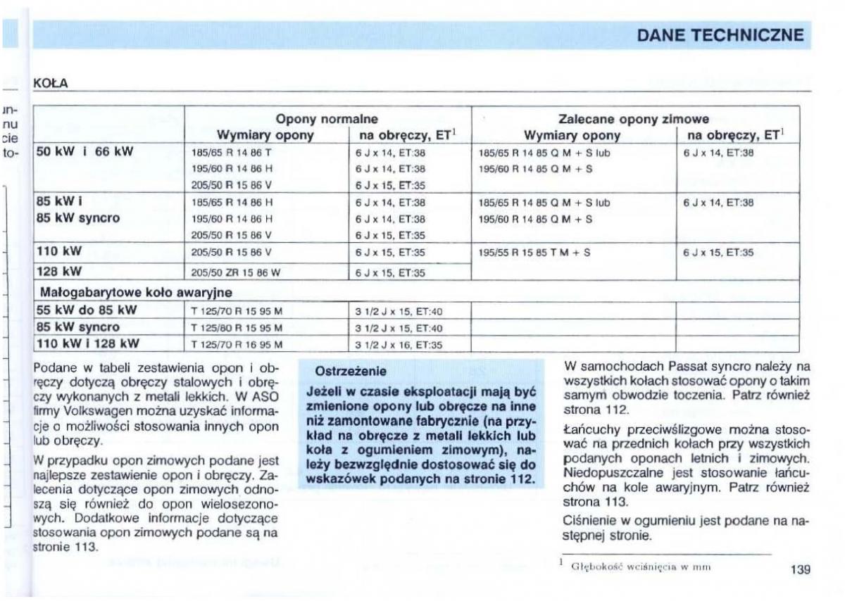 VW Passat B4 instrukcja obslugi / page 140