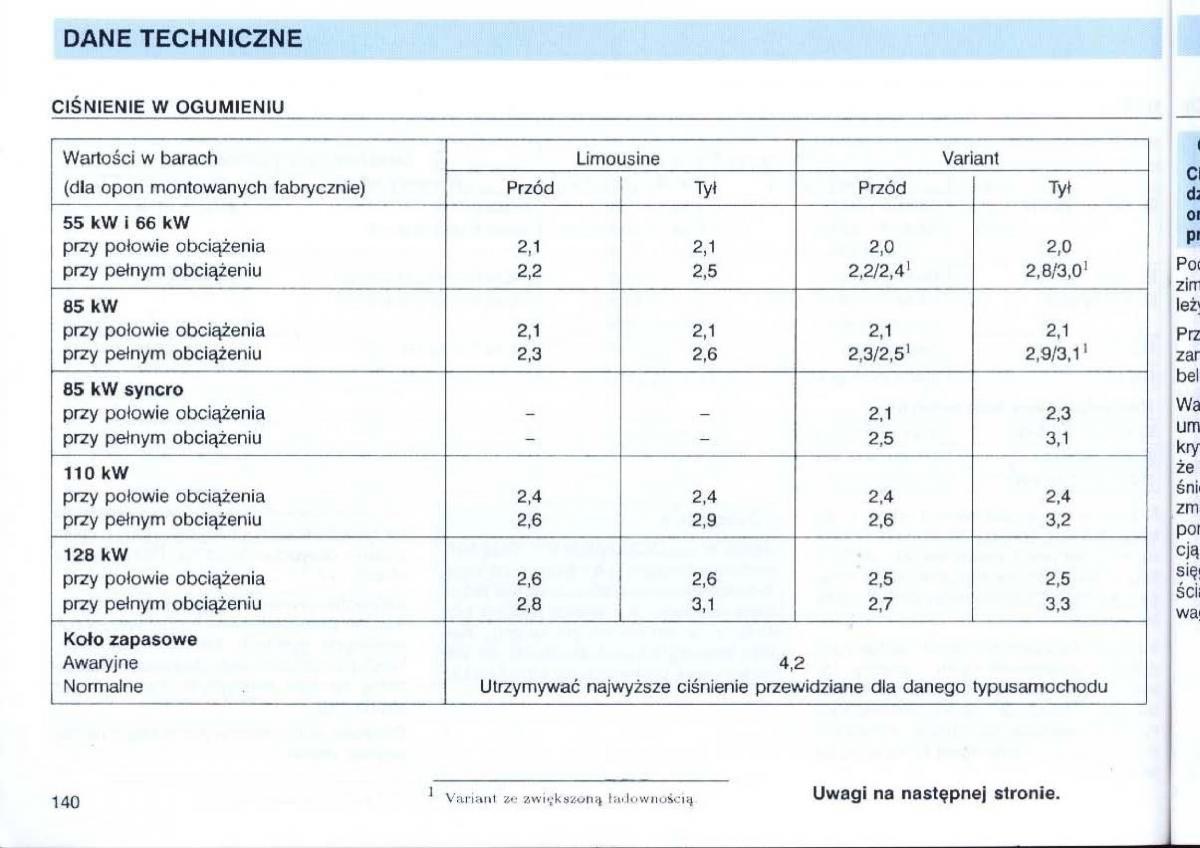 VW Passat B4 instrukcja obslugi / page 141