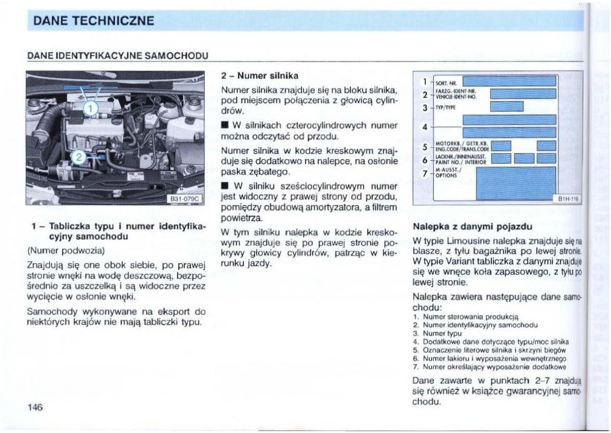 VW Passat B4 instrukcja obslugi / page 147