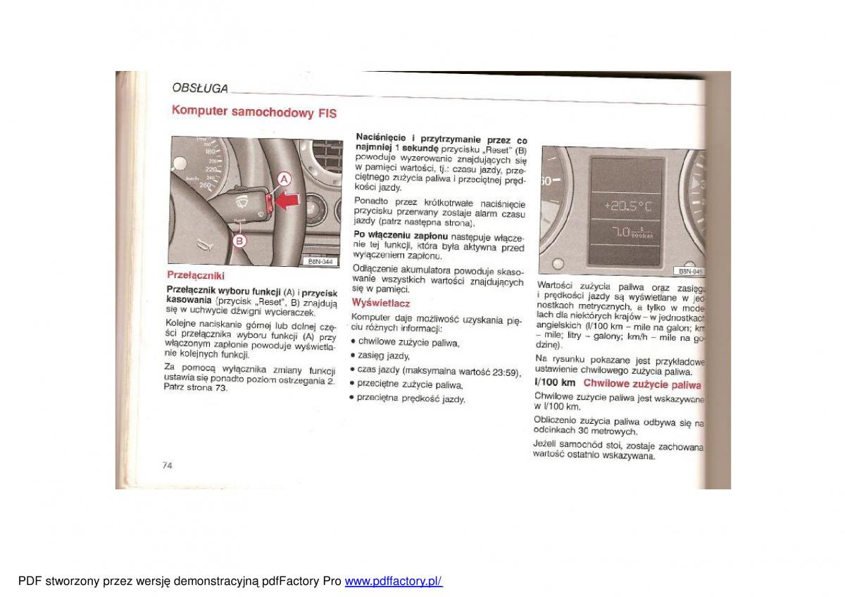 Audi TT I 1 instrukcja obslugi / page 73