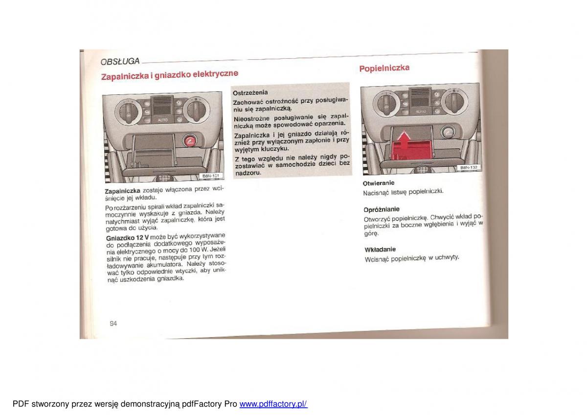 Audi TT I 1 instrukcja obslugi / page 92