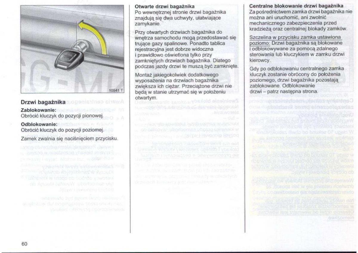 Opel Zafira A Vauxhall instrukcja obslugi / page 61