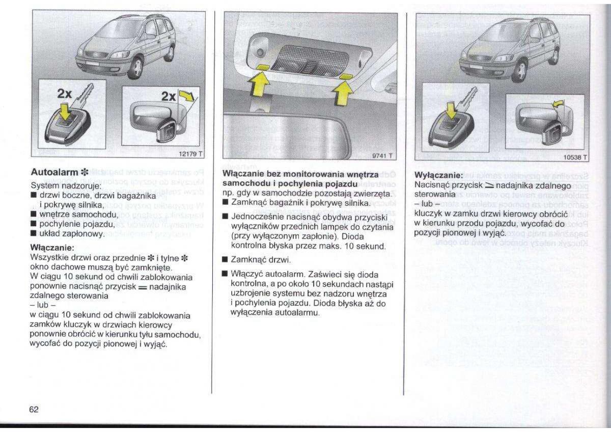 Opel Zafira A Vauxhall instrukcja obslugi / page 63