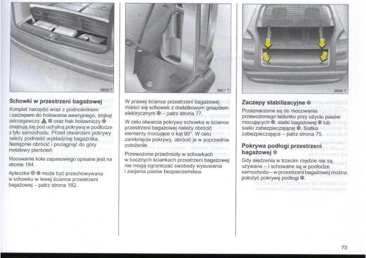 Opel Zafira A Vauxhall instrukcja obslugi / page 74