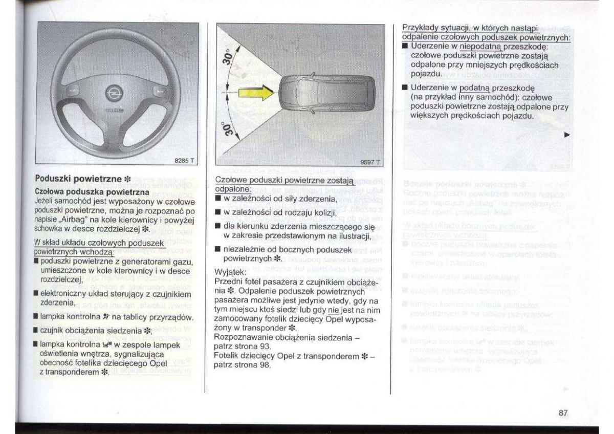 Opel Zafira A Vauxhall instrukcja obslugi / page 88