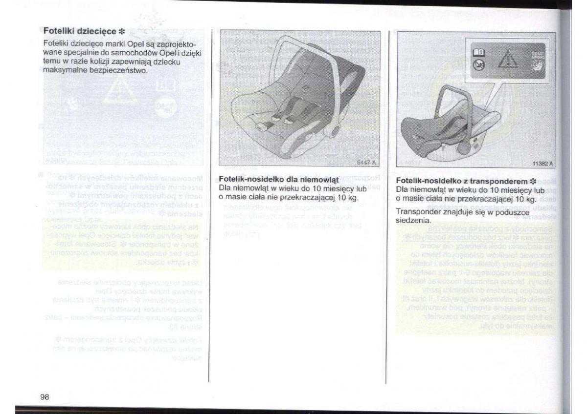 Opel Zafira A Vauxhall instrukcja obslugi / page 99