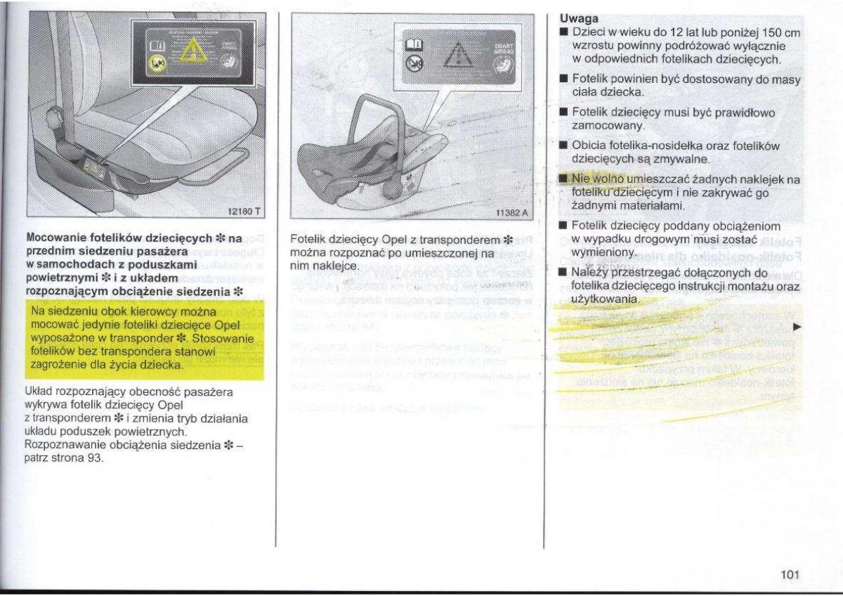 Opel Zafira A Vauxhall instrukcja obslugi / page 102