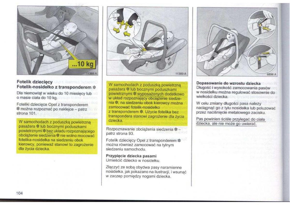 Opel Zafira A Vauxhall instrukcja obslugi / page 105