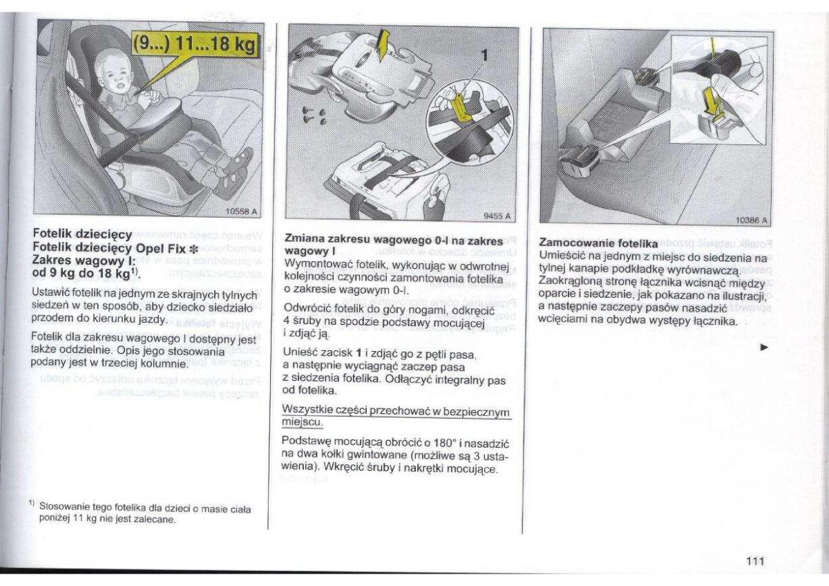 Opel Zafira A Vauxhall instrukcja obslugi / page 112