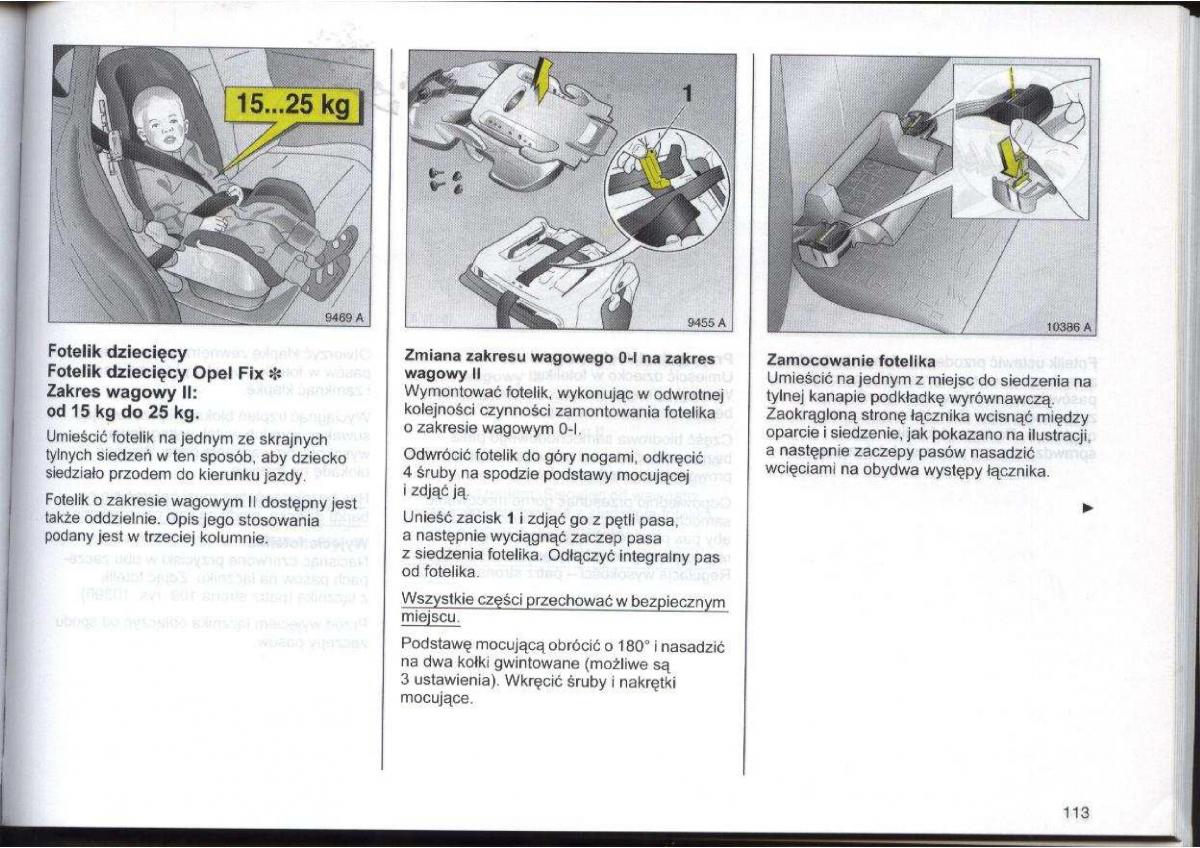 Opel Zafira A Vauxhall instrukcja obslugi / page 114