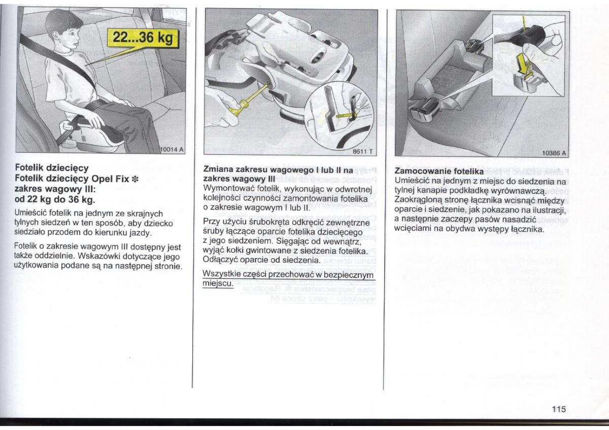 Opel Zafira A Vauxhall instrukcja obslugi / page 116