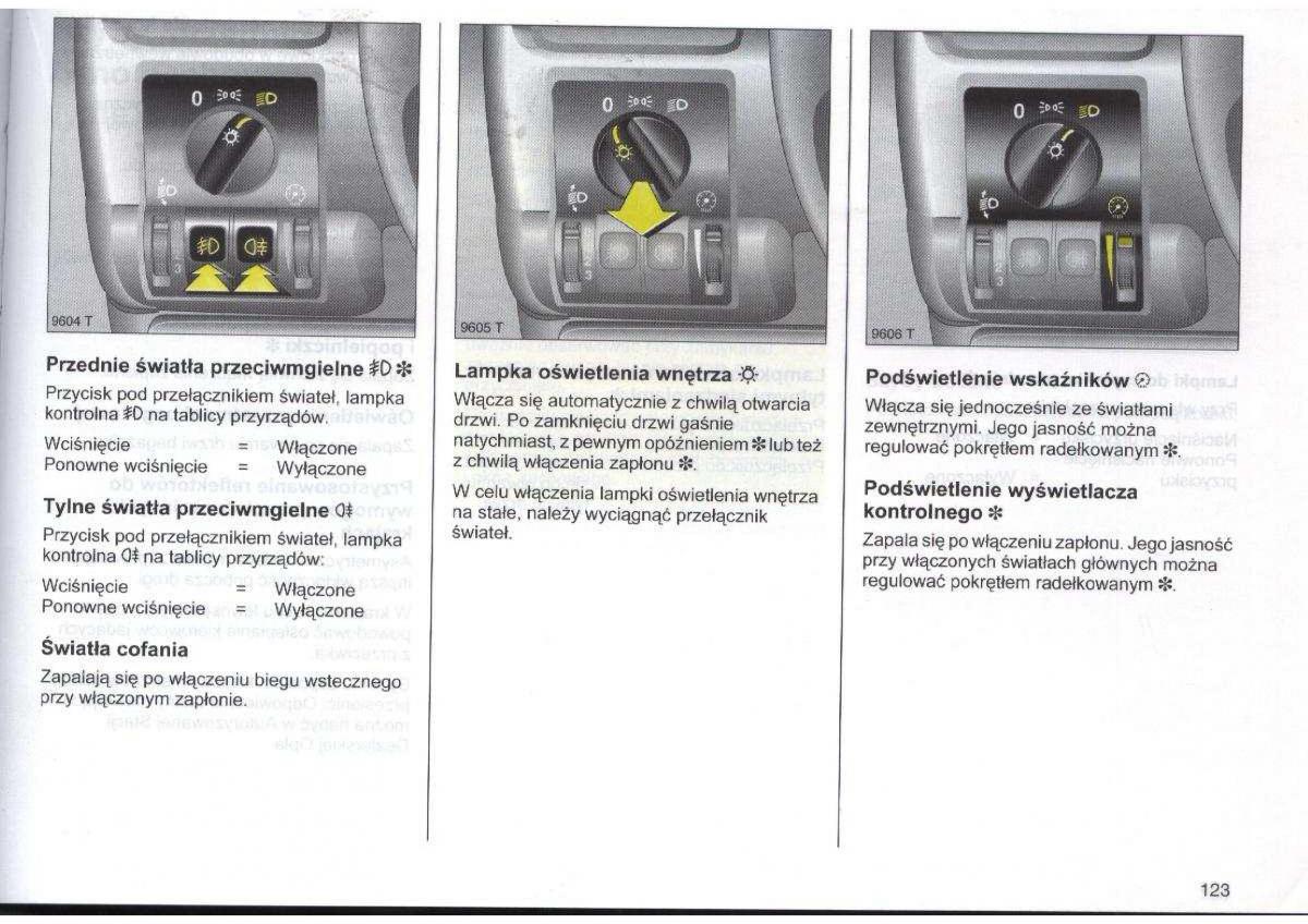 Opel Zafira A Vauxhall instrukcja obslugi / page 124