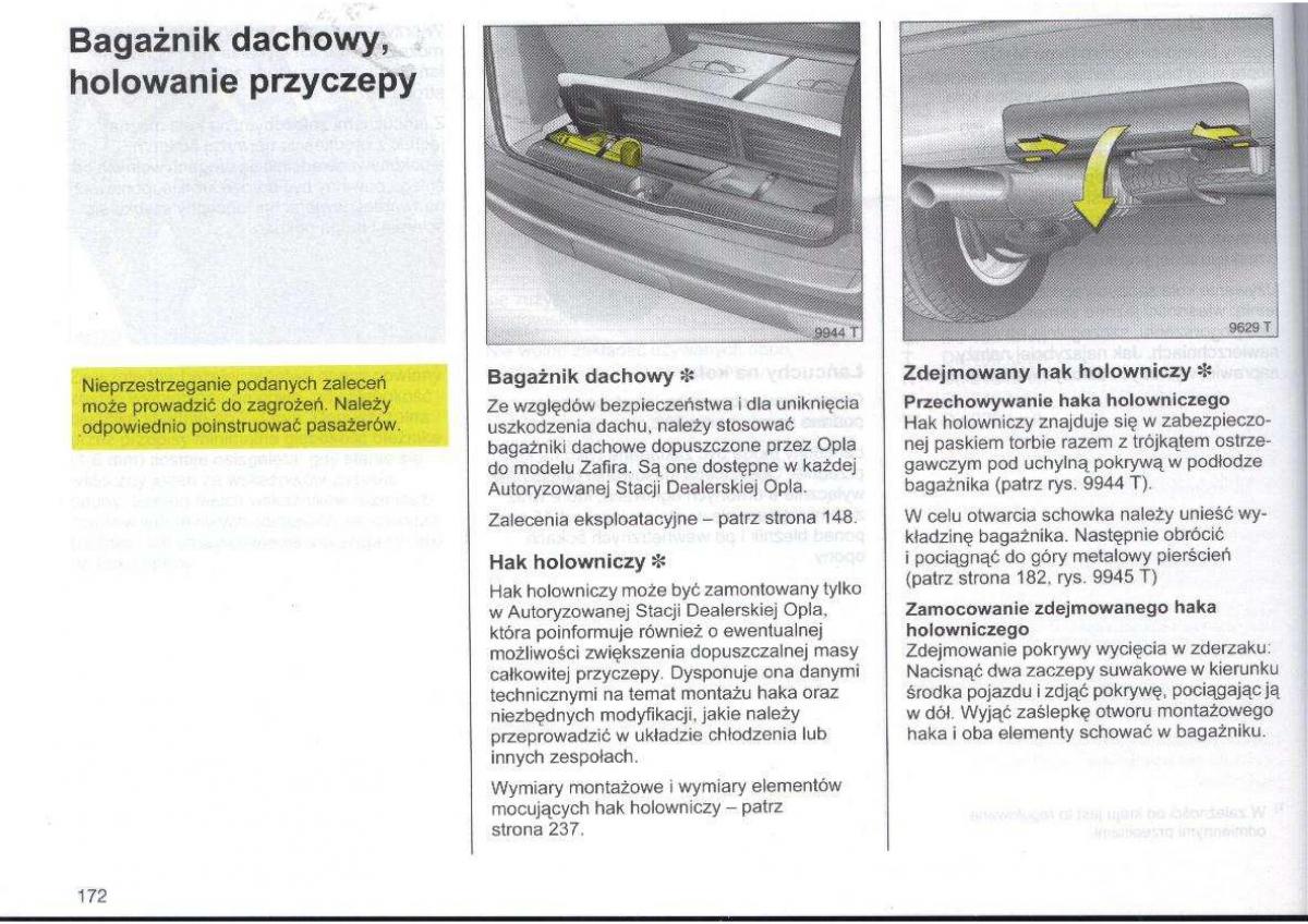 Opel Zafira A Vauxhall instrukcja obslugi / page 173