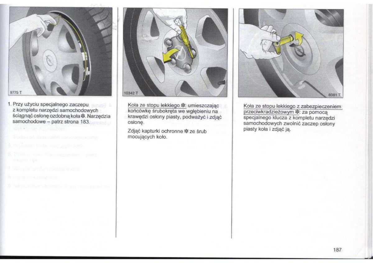 Opel Zafira A Vauxhall instrukcja obslugi / page 188