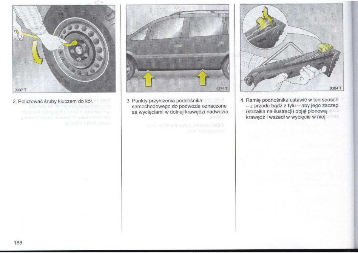 Opel Zafira A Vauxhall instrukcja obslugi / page 189