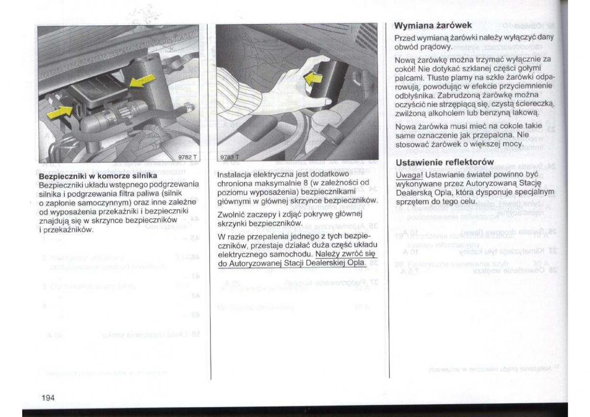 Opel Zafira A Vauxhall instrukcja obslugi / page 195