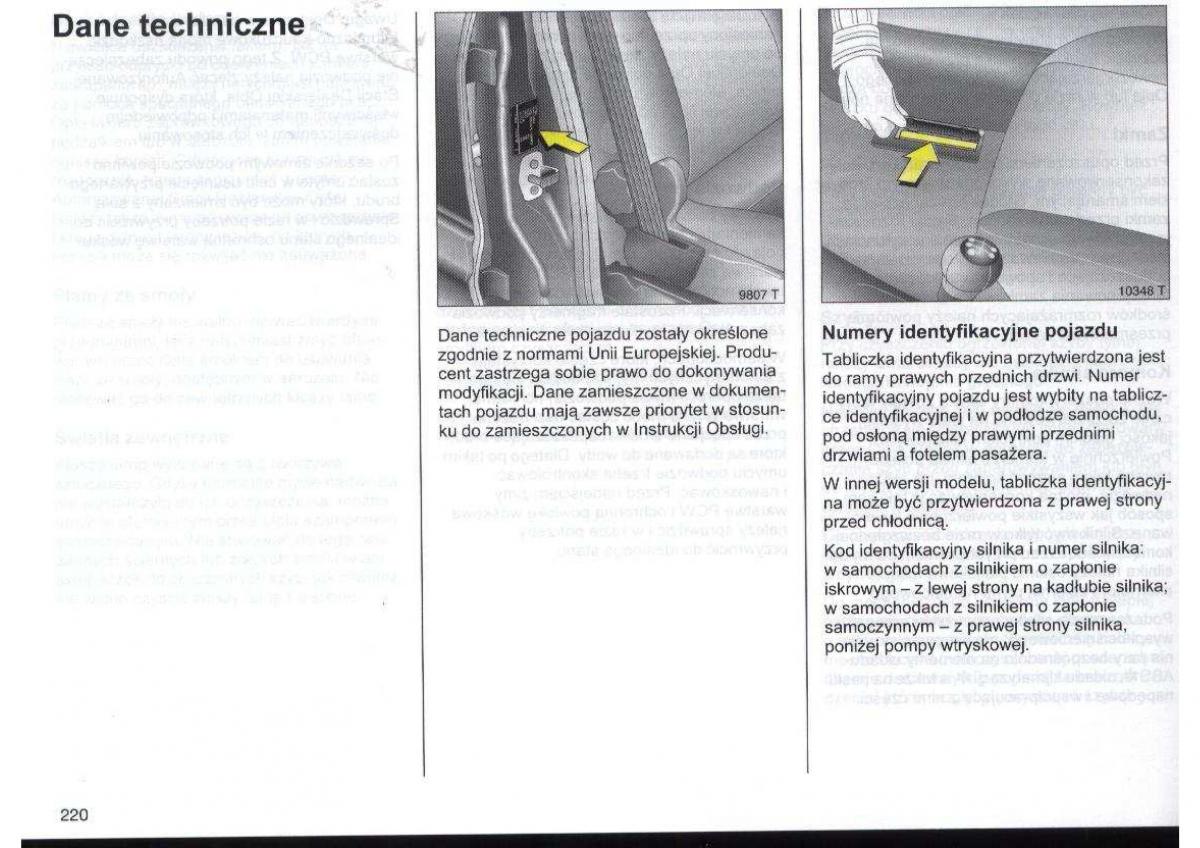 Opel Zafira A Vauxhall instrukcja obslugi / page 221