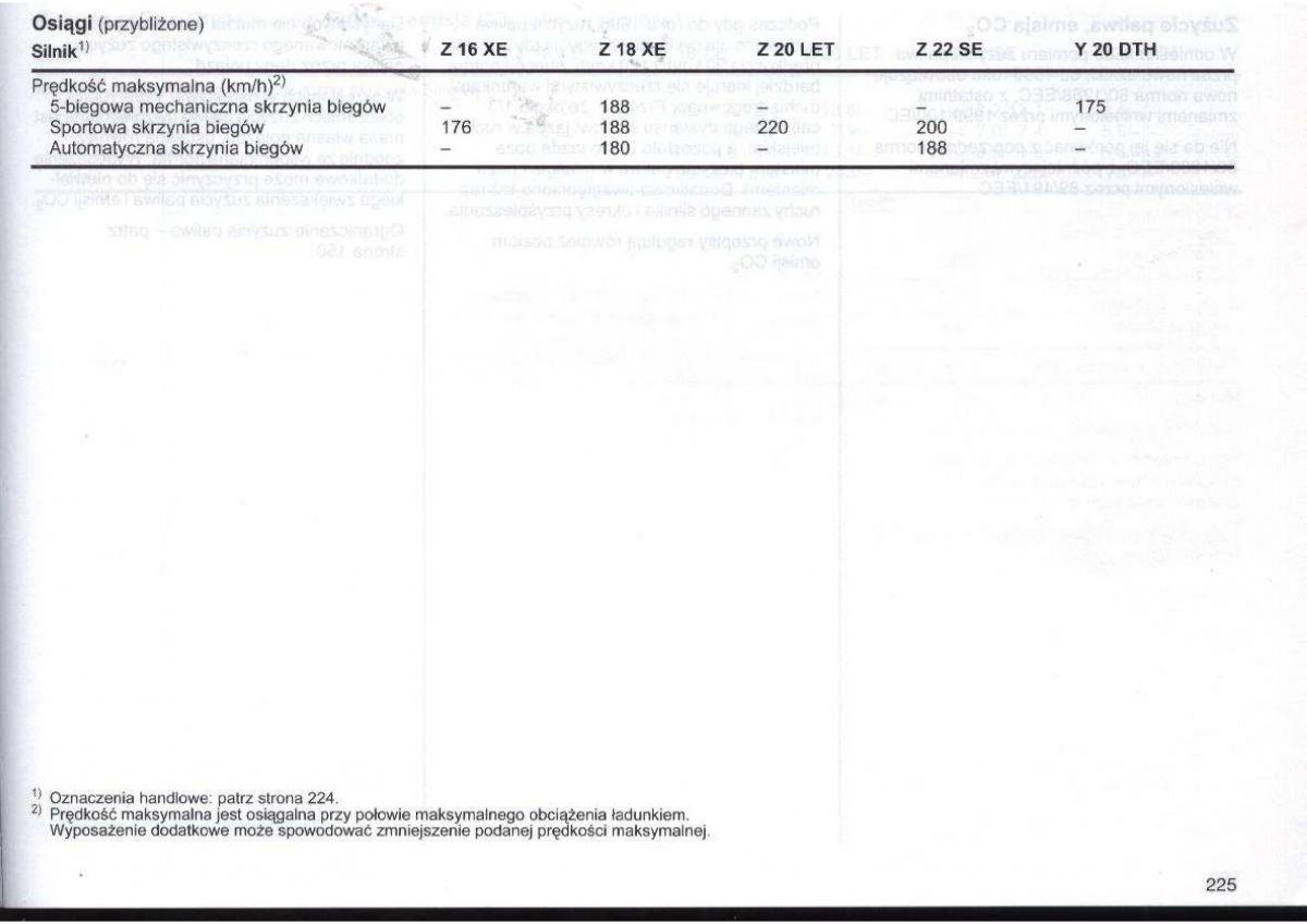 Opel Zafira A Vauxhall instrukcja obslugi / page 226