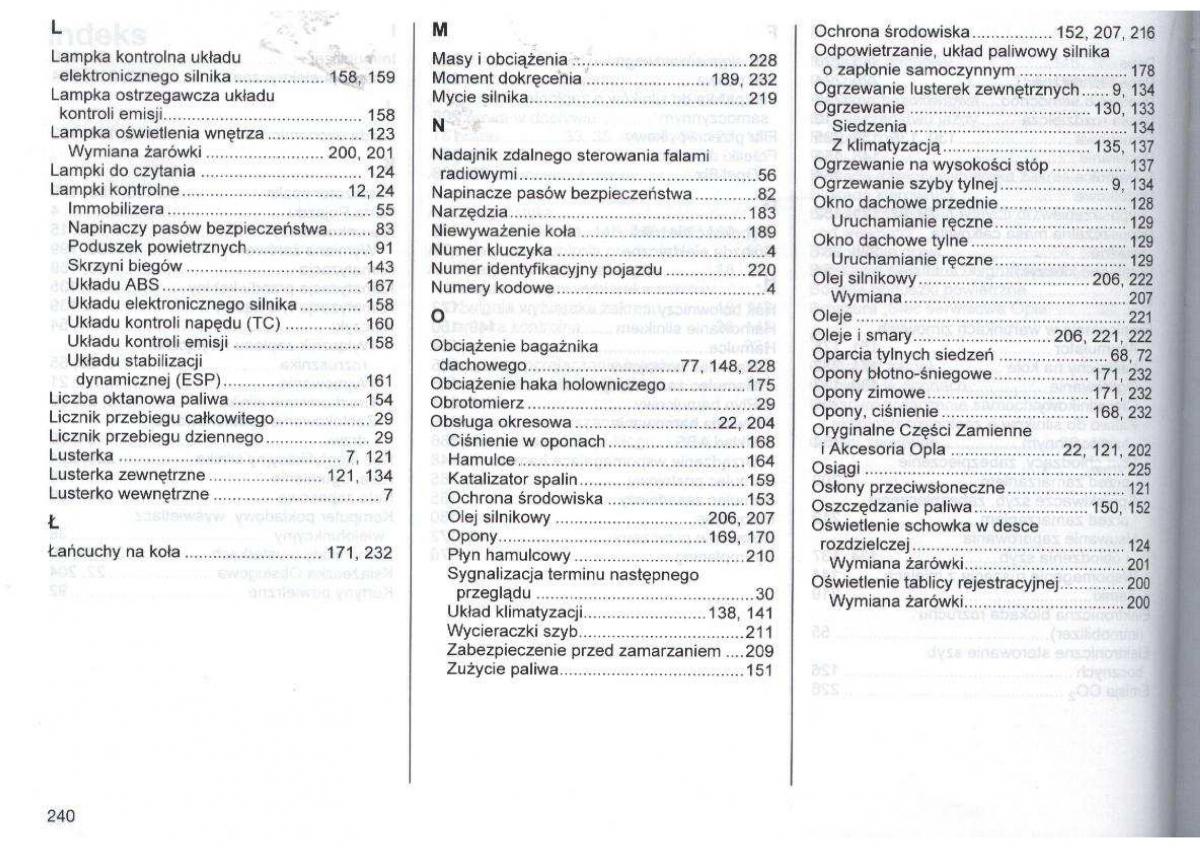 Opel Zafira A Vauxhall instrukcja obslugi / page 241