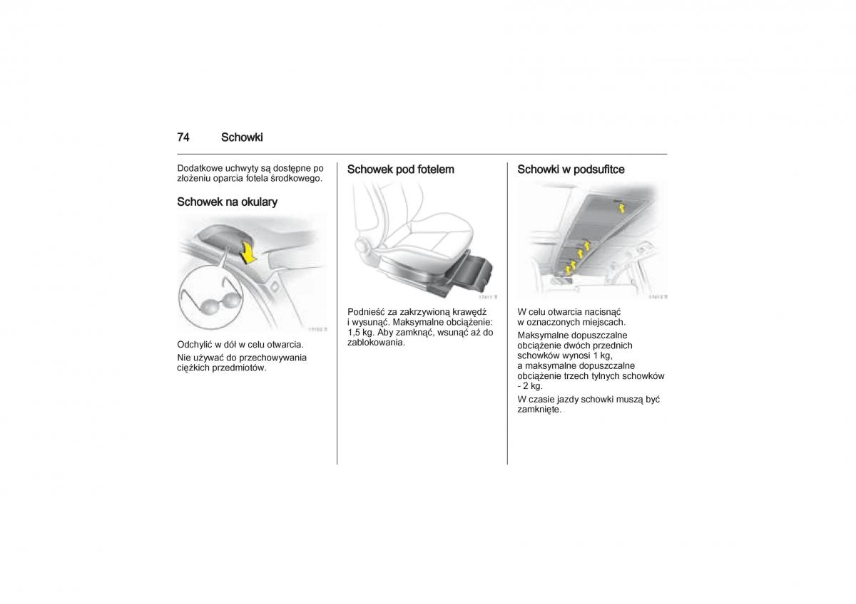 Opel Zafira B Vauxhall instrukcja obslugi / page 74