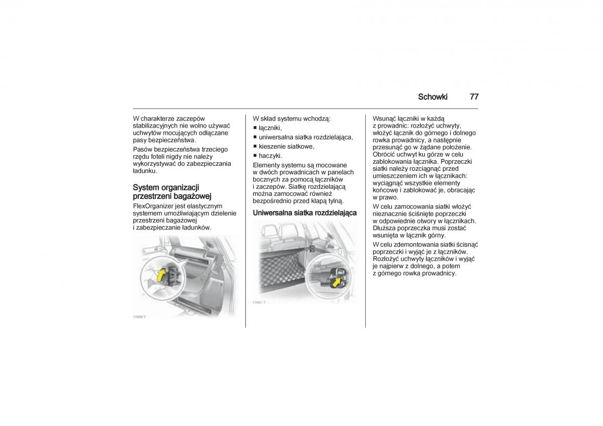 Opel Zafira B Vauxhall instrukcja obslugi / page 77