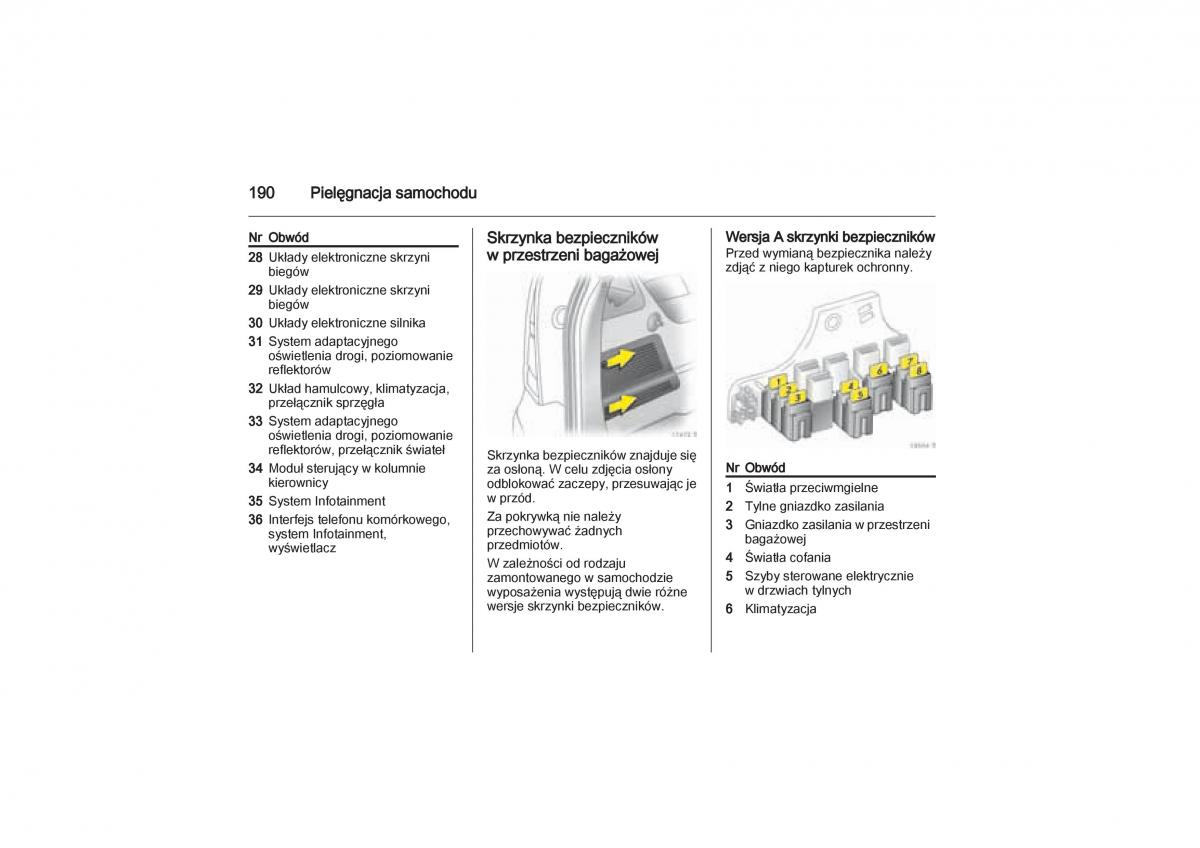 Opel Zafira B Vauxhall instrukcja obslugi / page 190