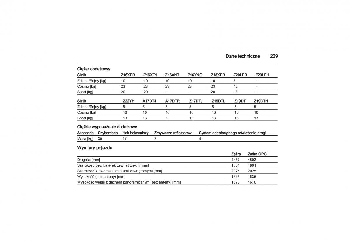 Opel Zafira B Vauxhall instrukcja obslugi / page 229