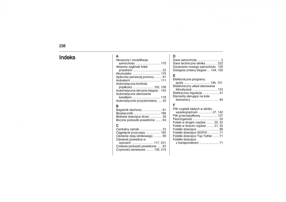 Opel Zafira B Vauxhall instrukcja obslugi / page 238