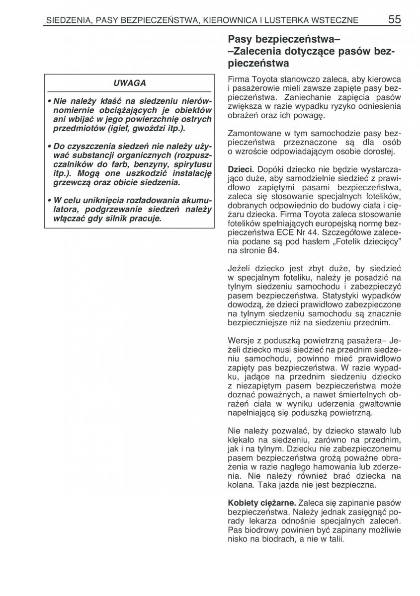 Toyota Yaris I 1 Vitz Echo instrukcja obslugi / page 62