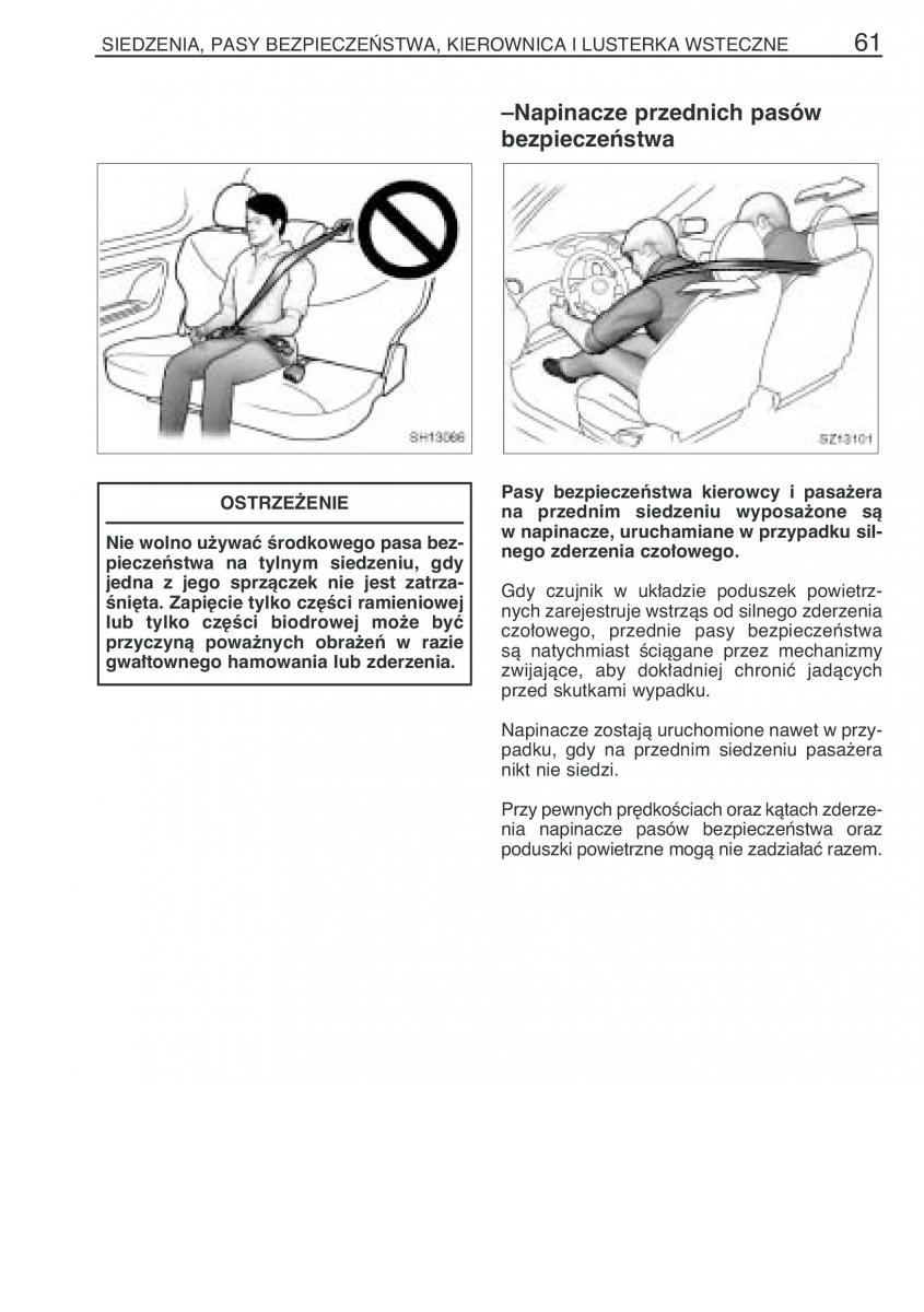 Toyota Yaris I 1 Vitz Echo instrukcja obslugi / page 68